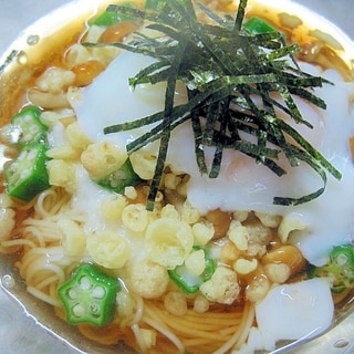 オクラとなめこの素麺